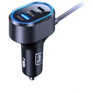 Automobilinis įkroviklis 3MK Double Car  Charger 135W PD QC PPS 2xUSB-A 4xUSB-C pilkos spalvos - Image 4