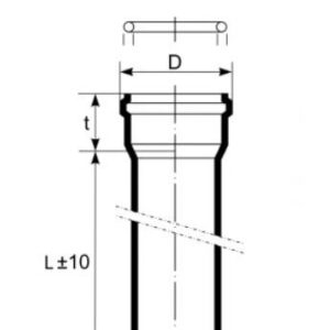 Vidaus kanalizacijos vamzdis HTplus, Ø 32 mm, 0,25 m, baltas - Image 2