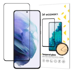 Wozinsky Apsauginis stiklas Full Glue Super Tough Screen Protector Full Coveraged with Frame Case Friendly for Samsung Galaxy S21 5G black