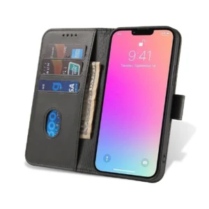 Magnet dėklas elegant bookcase type dėklas su kickstand skirtas Apple iPhone 13 juodos spalvos - Image 5