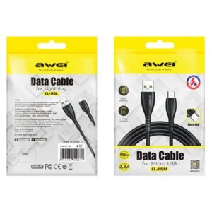 AWEI CL-115T USB į USB-C juodos spalvos kabelis - Image 8