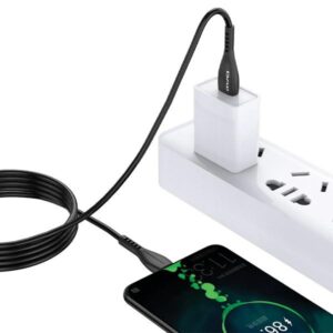 AWEI CL-115T USB į USB-C juodos spalvos kabelis - Image 3