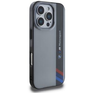 BMW BMHCP16L23HTFEG Apple iPhone 16 Pro 6.3" pilkos spalvos harddėklas Motorsport IML Vertical Stripe - Image 4