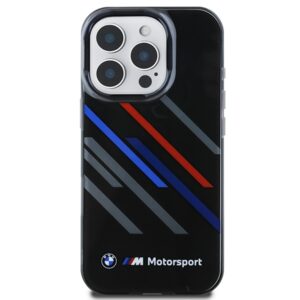 BMW BMHCP16L23HTRAK Apple iPhone 16 Pro 6.3" juodos spalvos harddėklas Motorsport IML Random Stripes - Image 3