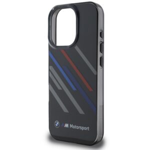 BMW BMHCP16L23HTRAK Apple iPhone 16 Pro 6.3" juodos spalvos harddėklas Motorsport IML Random Stripes - Image 6