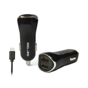 Automobilinis įkroviklis Beline 2xUSB + USB-C 2,1A juodos spalvos