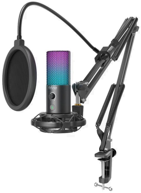 FIFINE T669 PRO3 RGB Black (Juodas) Kondensatorinio Mikrofono Komplektas