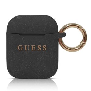 Guess GUACCSILGLBK AirPods dėklas juodos spalvos Silicone Glitter