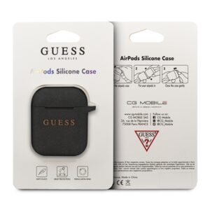 Guess GUACCSILGLBK AirPods dėklas juodos spalvos Silicone Glitter - Image 2