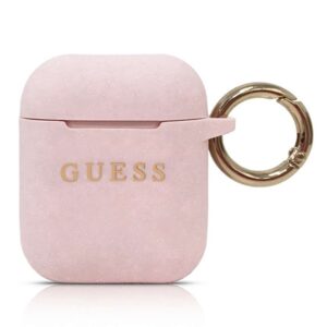 Guess GUACCSILGLLP AirPods dėklas rožinės spalvos Silicone Glitter