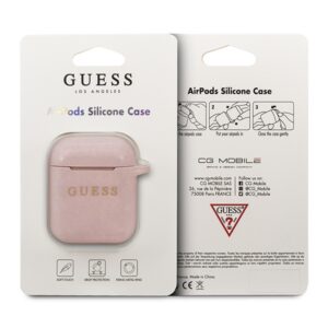 Guess GUACCSILGLLP AirPods dėklas rožinės spalvos Silicone Glitter - Image 2