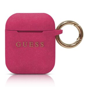 Guess GUACCSILGLFU AirPods dėklas fuchsia Silicone Glitter