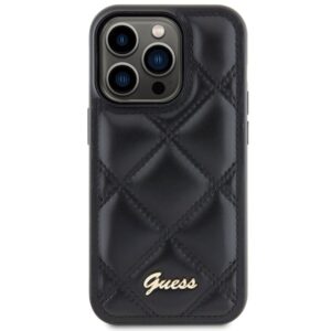 Guess GUHCP15XPSQSQSK Apple iPhone 15 Pro Max6.7" juodos spalvos harddėklas Quilted Metal Logo - Image 3