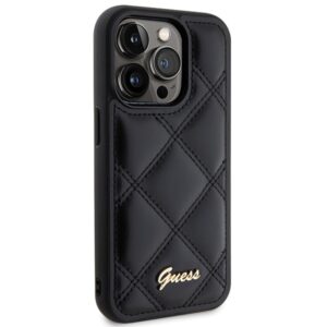 Guess GUHCP15XPSQSQSK Apple iPhone 15 Pro Max6.7" juodos spalvos harddėklas Quilted Metal Logo - Image 4