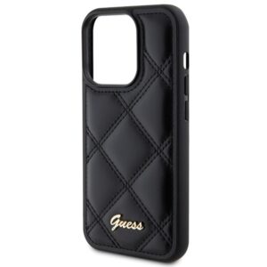 Guess GUHCP15XPSQSQSK Apple iPhone 15 Pro Max6.7" juodos spalvos harddėklas Quilted Metal Logo - Image 6