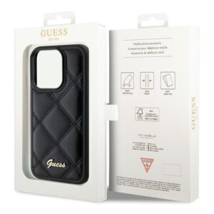 Guess GUHCP15XPSQSQSK Apple iPhone 15 Pro Max6.7" juodos spalvos harddėklas Quilted Metal Logo - Image 8