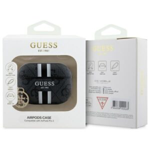 Guess GUAP2P4RPSK AirPods Pro 2 (2022/2023) dėklas juodos spalvos 4G Printed Stripes Charm - Image 4