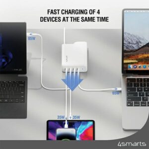 4smarts Laidinis įkroviklis 200W GaN FlexPro 4xUSB-C baltos spalvos 544200 - Image 5