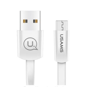 USAMS plokščias kabelis U2 microUSB 1,2mbaltos spalvos spalvos SJ201MIC02 (US-SJ201)