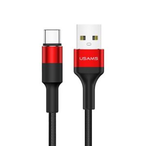 USAMS pintas kabelis U5 2A USB-C raudonos spalvos 1,2m SJ221TC02 (US-SJ221)