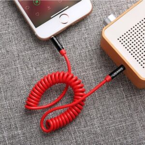 USAMS Adapteris Spring audio jack 3,5mm-3,5mm 1,2m raudonos spalvos SJ256YP02 (US-SJ256) - Image 2