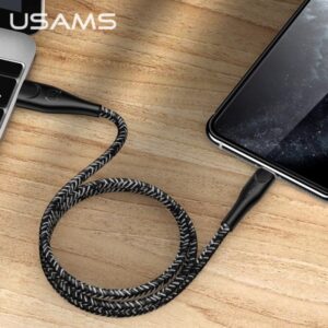 USAMS Kabelis pintas U41 lightning 1m2A juodos spalvos SJ391USB01 (US-SJ391) Fast Charge - Image 3