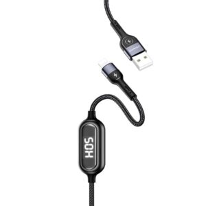 USAMS Kabelis pintas U48 lightning 1,2m2A Fast Charging LED juodos spalvos SJ423USB01 (US-SJ423)