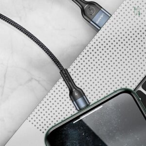 USAMS Kabelis pintas U55 2A lightningjuodos spalvos 1m SJ448USB01 (US-SJ448) - Image 6