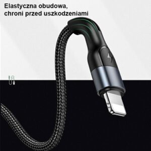 USAMS Kabelis pintas U55 2A lightningjuodos spalvos 1m SJ448USB01 (US-SJ448) - Image 8