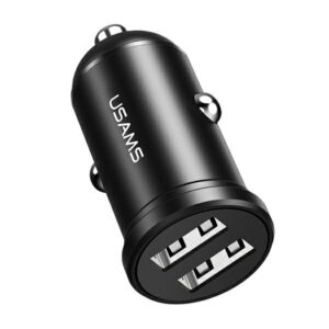 USAMS automobilinis įkroviklis 2xUSB 2,4A Minijuodos spalvos CC114TC01 (US-CC114)