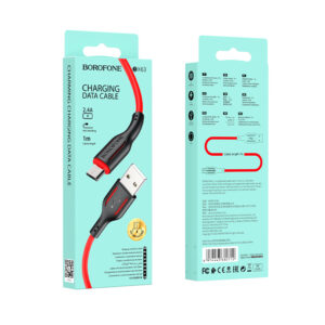 Borofone Kabelis BX63 Charming - USB į MicroUSB - 2,4A 1 m juodos spalvos-red - Image 6
