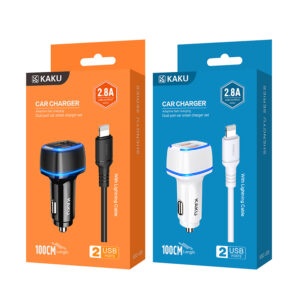 KAKU automobilinis įkroviklis KSC-528 Shengyu - 2xUSB - 2,8A su USB to Lightning juodos spalvos - Image 4