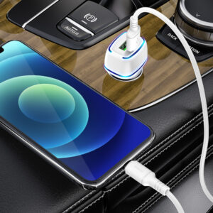 KAKU automobilinis įkroviklis KSC-528 Shengyu - 2xUSB - 2,8A su USB to Lightning juodos spalvos - Image 3