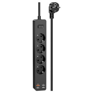 KAKU Power strip - 4 outlets 230V + 3xUSB + Type C - juodos spalvos - Image 2