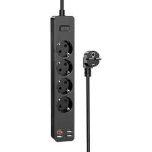 KAKU Power strip - 4 outlets 230V + 3xUSB + Type C - juodos spalvos - Image 3