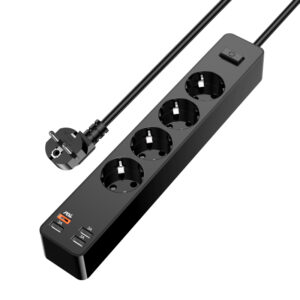 KAKU Power strip - 4 outlets 230V + 3xUSB + Type C - juodos spalvos - Image 4