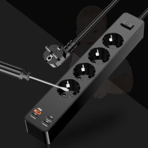 KAKU Power strip - 4 outlets 230V + 3xUSB + Type C - juodos spalvos - Image 7