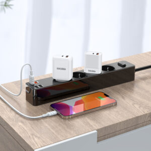 KAKU Power strip - 4 outlets 230V + 3xUSB + Type C - juodos spalvos - Image 8