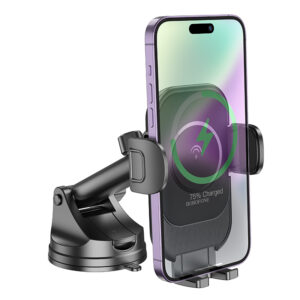 Borofone automobilinis laikiklis BH203 Blue Charm with induction charging to windshield black - Image 4