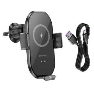 Borofone automobilinis laikiklis BH206 Rusher with induction charging to air vent black - Image 6