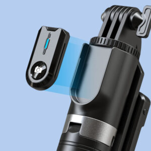 Selfie Stick - with detachable bluetooth remote control, tripod and LED light - P100D BLACK - Image 2