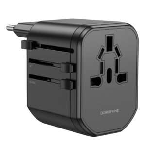 Borofone Travel charger adapter BAC1 - 2xUSB - USA, UK, EU, AU juodos spalvos - Image 3