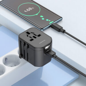 Borofone Travel charger adapter BAC1 - 2xUSB - USA, UK, EU, AU juodos spalvos - Image 8