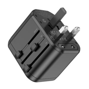 Borofone Travel charger adapter BAC1 - 2xUSB - USA, UK, EU, AU juodos spalvos - Image 4