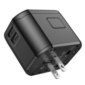 Borofone Travel charger adapter BAC1 - 2xUSB - USA, UK, EU, AU juodos spalvos - Image 6