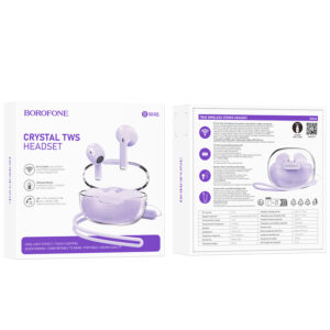Borofone TWS Bluetooth Earphones BW46 Ice flake violetinės spalvos - Image 4