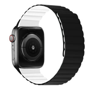 Silikoninė magnetinė apyrankė skirta Apple Watch 42/44/45/49 double-sided design 2 baltos spalvos-juodos spalvos - Image 2