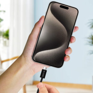 Blavec Kabelis Candy pintas - USB į Type C - PD 60W 3A 1 m Apple CarPlay/Android Auto (CCA-UC3B10) juodos spalvos - Image 3