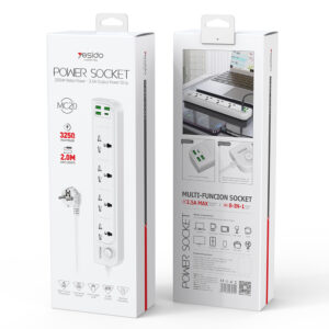 Yesido Power strip MC20 - 4 outlets 230V + 3xUSB + Type C - 2 ms baltos spalvos - Image 9