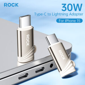 Rock Adapteris L12 - Type C (female) į Lightning (male) - PD 30W titanium - Image 4
